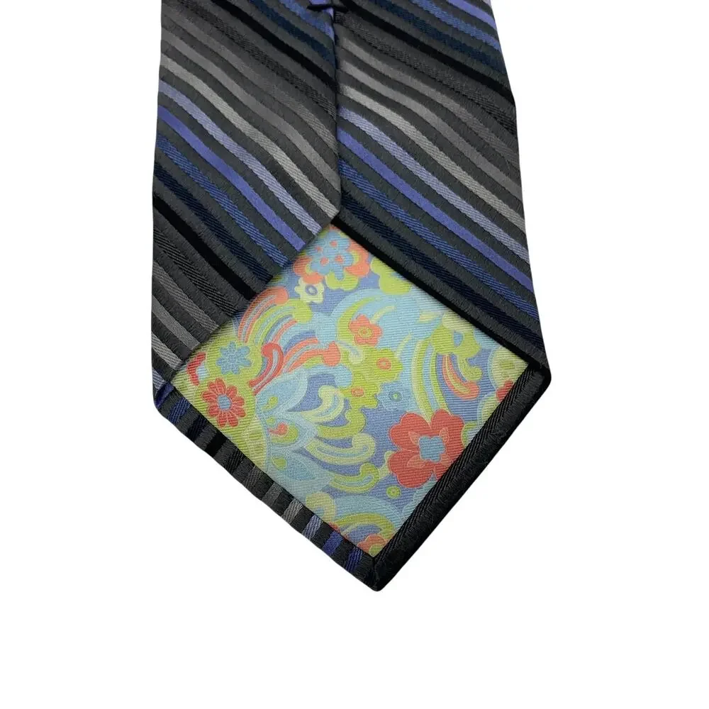 Ted Baker Striped 100% Silk Tie One Size Blue Dressy Elegant Formal Old Money